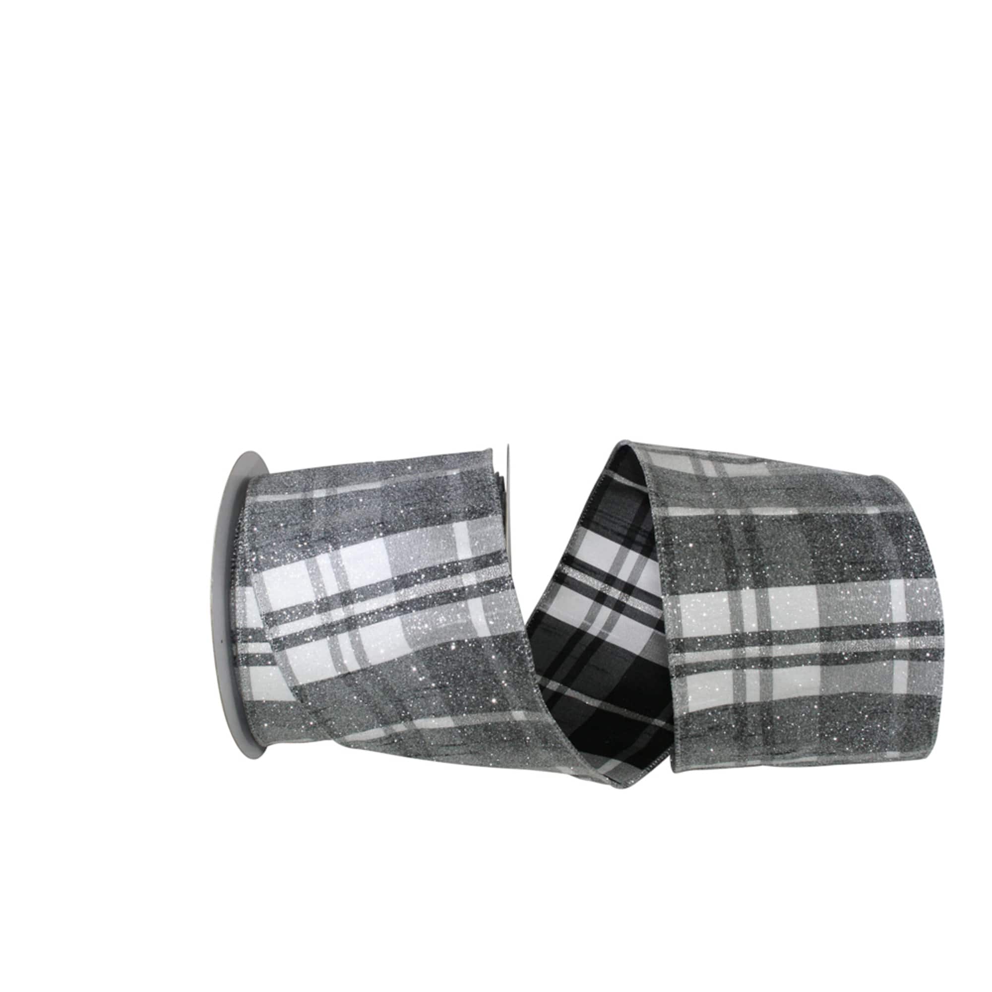 JAM Paper 4" x 10yd. Frosted Wired Grand Plaid Ribbon